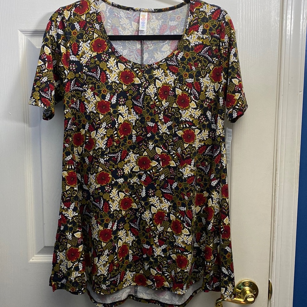 LulaRoe Perfect Short Sleeve Tee Floral Tunic, XS NWT